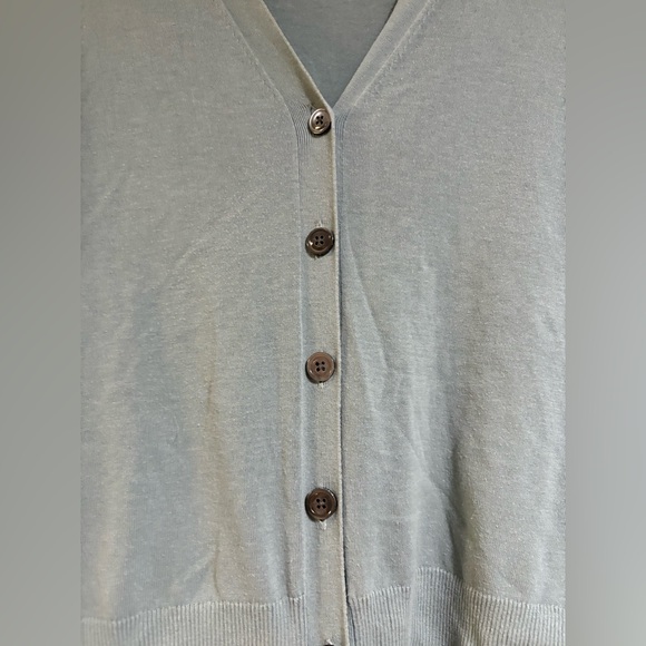 J. Crew Cotton V Neck Button Down Cardigan blue / green color dusty blue - Picture 2 of 10